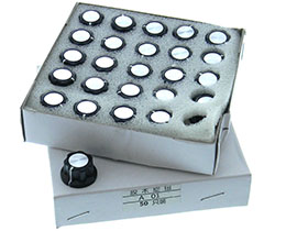 Box of 50, 3/4in Plastic Instrument Knobs, 6mm Shaft
